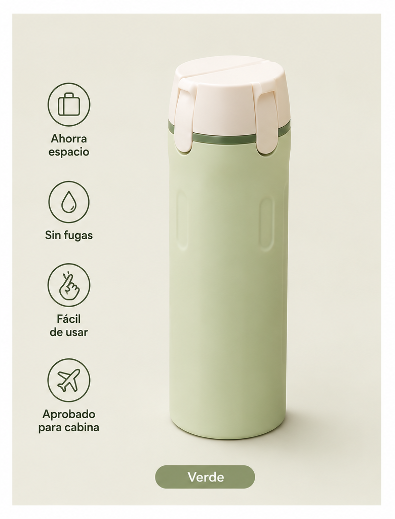 ORVIAM TravelFlow 4 en 1 – Dispensador de Viaje Recargable